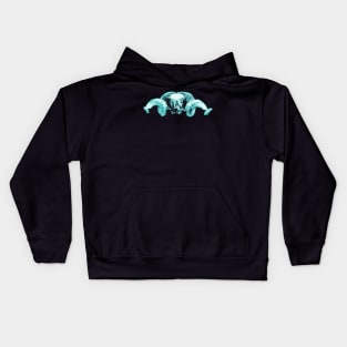 Ram Skull Turquoise Kids Hoodie